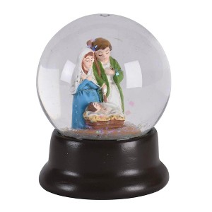 Dickson's Holy Family - Mary Joseph Jesus - 3 x 2.5 Inch Multicolor Resin Miniature Glitter Snow Globe - 1 of 2