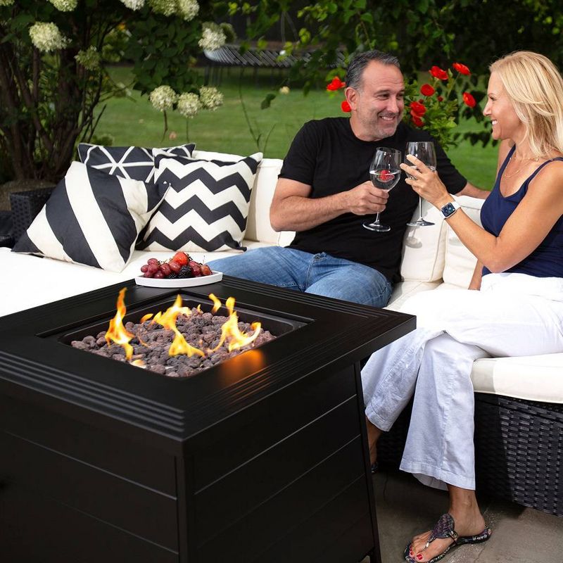 Endless Summer The Anderson 28&#34; Square LP Gas Outdoor Fire Pit with Steel Mantel Black, 6 of 8
