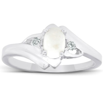 Pompeii3 3/8ct Oval Opal Diamond Ring 14K White Gold