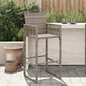 vidaXL Patio Bar Stools 2 pcs Gray Poly Rattan - 1 of 4