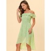 Allegra K Women's Spaghetti Straps Ruffled Sleeves Asymmetrical High Low Floral Midi Sundresses - 2 of 4