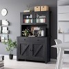 Modern Kitchen Pantry Cabinet with Microwave Stand, Tall Hutch Bar Cabinet with Drawers & Adjustable Shelves, Large Wood Storage for Dining Room - 4 of 4