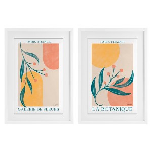 Stupell Industries Botanicals over Geometrics 2pc Framed Print Under Glass Set - 1 of 4