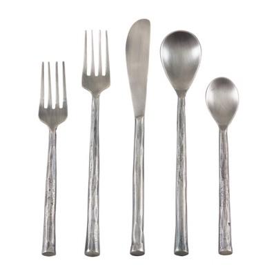 Saro Lifestyle Textured Design Industrial Modern Stainless Steel Flatware - Set of 5