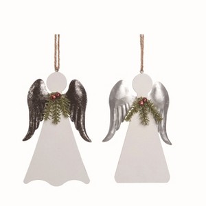 Transpac MDF Metal Wing Angel Ornament Set of 2 Christmas Home Decorations - 1 of 1