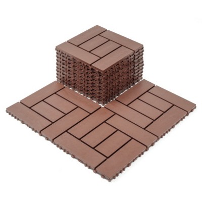 Syemin Carpet Tiles 44 Pieces Interlocking Deck Tiles, Decking Floor Tiles, Indoor and Outdoor Floor Tiles, Courtyard Floor Tiles, Brown, 12"*12"*0.8"