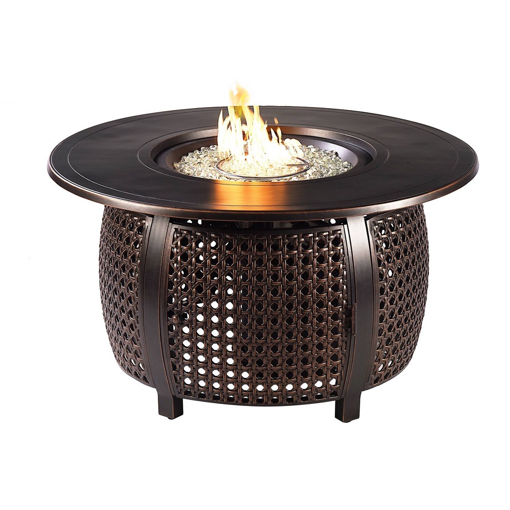 Photos - Electric Fireplace Oakland Living Aluminum Round 55000 BTUs Outdoor Patio Dining Table with L