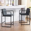 TOAOTBNBOB Mid-century Bar Chair with Soft Cushion, Comfortable Bar Stools with Button-Tufted Backrest, Kitchen Island Barstools Set of 2 - 4 of 4