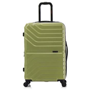 InUSA Aurum Lightweight Hardside Medium Checked Spinner Suitcase - Green