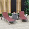 LeisureMod Marlin Patio Lounge Chairs with Arms and Fire Pit Side Table - Grey Trim, Set of 2 - 2 of 4
