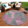 Blush And Sage Abstract Washable Indoor Outdoor Area Rug - 2 of 4