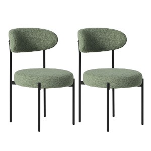 WestinTrends Alexandria Mid-Century Modern Upholstered Faux Shearling Round Dining Chairs - 1 of 4