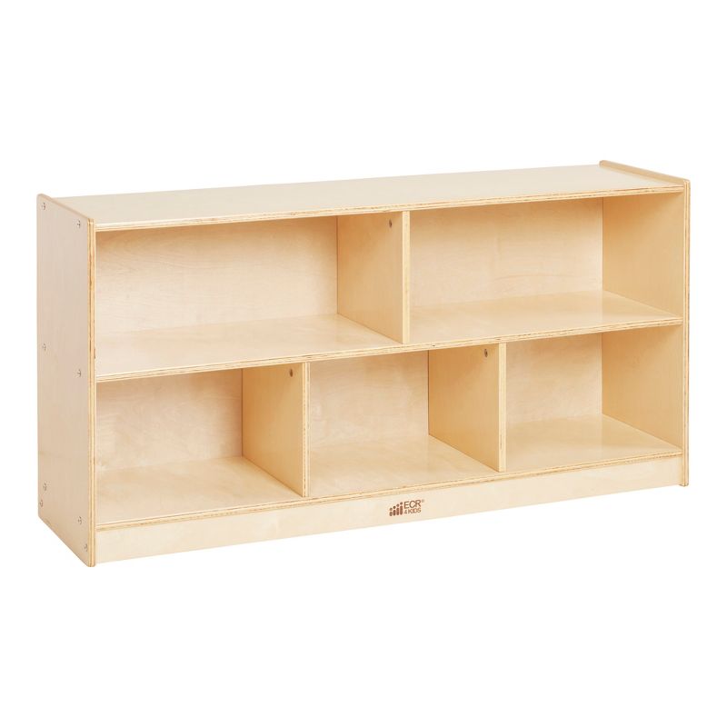 ECR4Kids Birch 5-Section Classroom Storage Cabinet with Casters, Organizer Shelf, Natural, 1 of 10