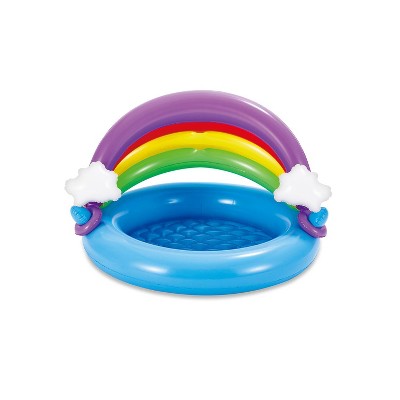 Summer Waves K90457000 Inflatable Blowup Portable Rainbow Baby Shade Canopy Infant Kiddie Pool with Soft Cushioned Base and Repair Patch