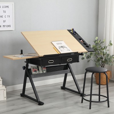 Standing Desk Modern with Adjustable MDF Top and Storage Drawers for Home Office 38in Wide-3irtyhousy