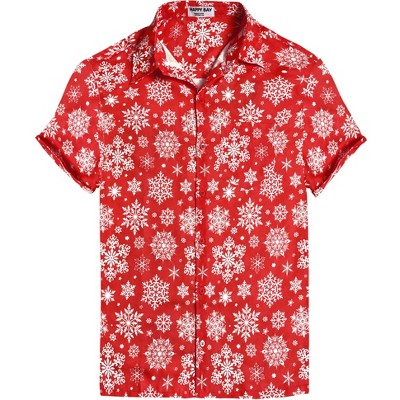 HAPPY BAY Men's Christmas Tree Hawaiian Shirts Short Sleeve Button Down Shirt Mens Casual Shirts Vacation Aloha Party Shirts for Men