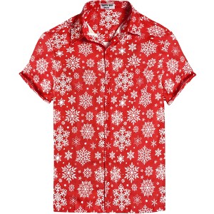HAPPY BAY Men's Christmas Tree Hawaiian Shirts Short Sleeve Button Down Shirt Mens Casual Shirts Vacation Aloha Party Shirts for Men - 1 of 4