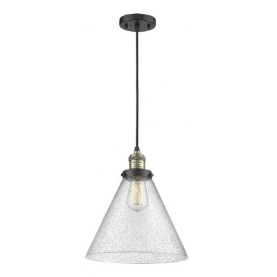 Cone - 1 Light Cord Hung Mini Pendant In Industrial Style-14 Inches Tall and 12 Inches Wide