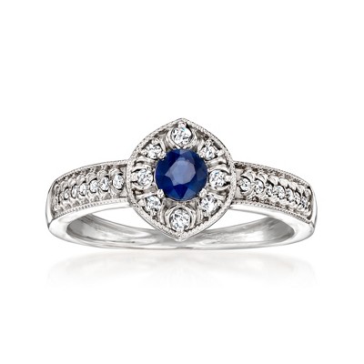 Ross-Simons 0.30 Carat Sapphire Ring With .13 ct. t.w. Diamonds in Sterling Silver