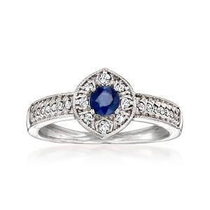 Ross-Simons 0.30 Carat Sapphire Ring With .13 ct. t.w. Diamonds in Sterling Silver - 1 of 4
