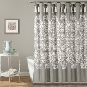 Boho Medallion Shower Curtain Gray - Lush Décor