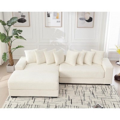 NicBex New Arrival Oversized 2 Piece L Shaped Corduroy Sofa with Left Chaise Daybed,Armrests & Throw Pillows,Easy Assembly