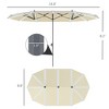 Aghana Digitals Cream White 15ft Solar & USB LED Double-Sided Patio Umbrella, UPF50+ Aluminum Crank - 2 of 4