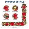 6 ft Prelit Christmas Garland, Artificial Wall Hanging Garland with Red Bows & Ball Ornaments, Xmas Wreath for Fireplace Mantle Staircase Doorway - 3 of 4