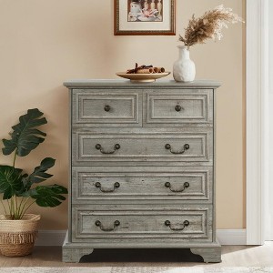 7/5-Drawer Dresser, Bedroom Dresser Rustic Chest of Drawers with Natural Texture, Vintage Storage Organizer - ModernLuxe - 1 of 4