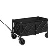 VisioGear Foldable Extended Wagon with 220lbs Weight Capacity, 300L Folding Utility Garden Cart with Drink Holders, Black, 42.91"*20.87"*32.68" - 2 of 4
