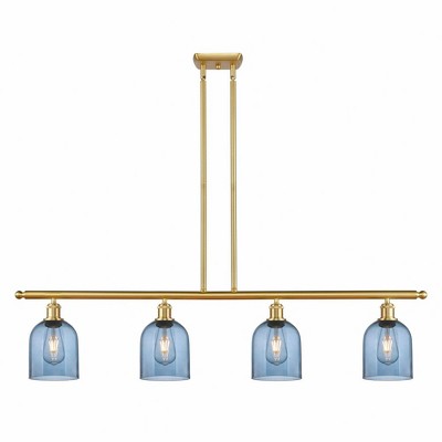 Bella - 4 Light Stem Hung Island In Industrial Style-10 Inches Tall and 48 Inches Wide