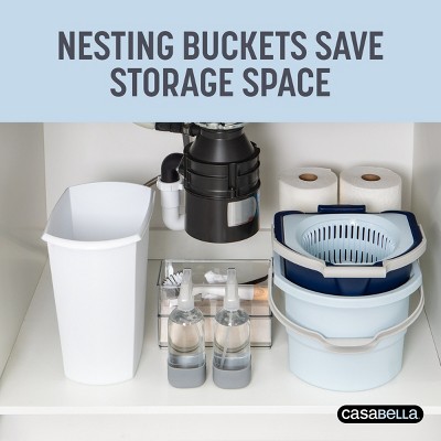 Casabella Dual-Bucket Blue and White Spin Mop System with Extra Refill