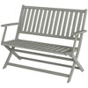 Outsunny 2-Person Foldable Wood Outdoor Bench with Backrest and Armrests for Patio, Garden, Porch, Park, Balcony, Gray - 4 of 4
