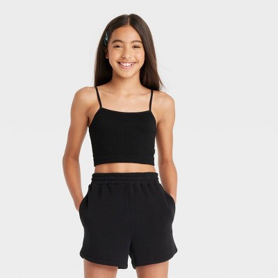 Girls' Seamless Cropped Cami Tank Top - Art Class™ Black M : Target