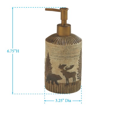 Rustic Brown and Tan Ceramic Soap Dispenser with Wildlife Design