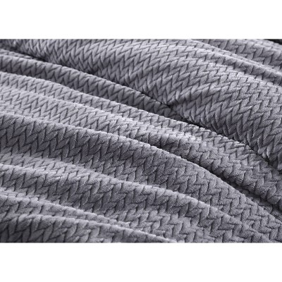 Gray Twin Microfiber Reversible Comforter Set with Textured Accents