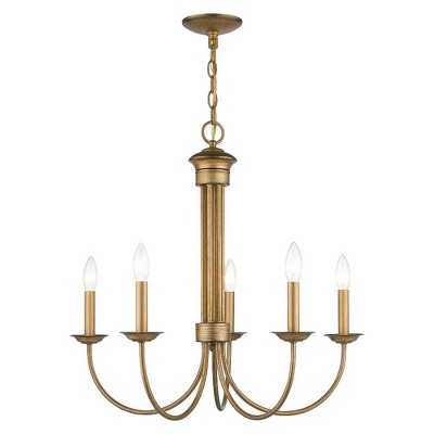 Livex Lighting Estate 5 - Light Chandelier in  Antique Gold Leaf