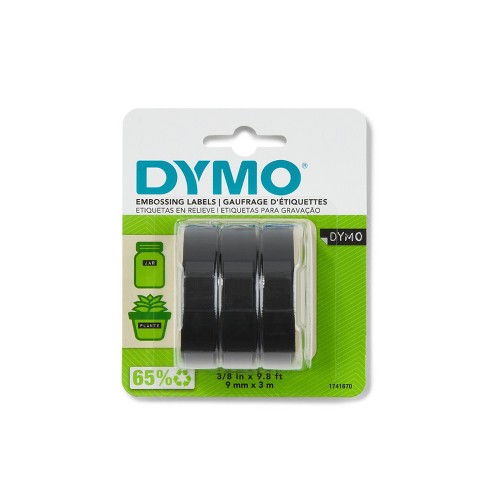 DYMO 5201 09 Embossed Vinyl Labeling Tape 0.38 x 9.8 Glossy Black - Office  Depot