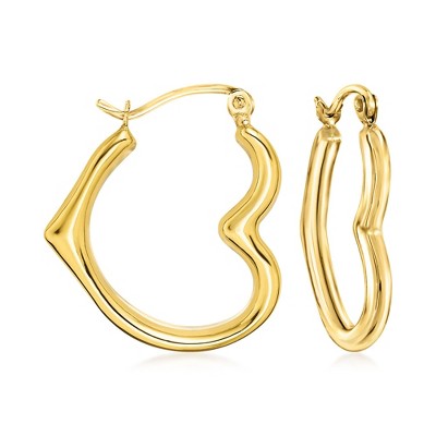 Ross-Simons 10kt Yellow Gold Heart-Shaped Hoop Earrings