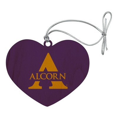 Alcorn Primary Logo Heart Love Wood Christmas Tree Holiday Ornament