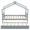 CAVINAS Twin Size Bed House-Shaped Modern Pine Bed Frame with Trundle for Bedroom - 4 of 4