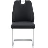 Gulches Black Faux Leather Dining Chairs Set of 2, High Back Upholstered Chairs with Gold Mesh Texture, Silver Back Ring & Chrome Pull Handle - 3 of 4