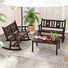 Tangkula 2PCS Carbonized Wood Rocking Bench Double Rocking Chair for 2 Persons w/ Wide Curved Seat - 2 of 4