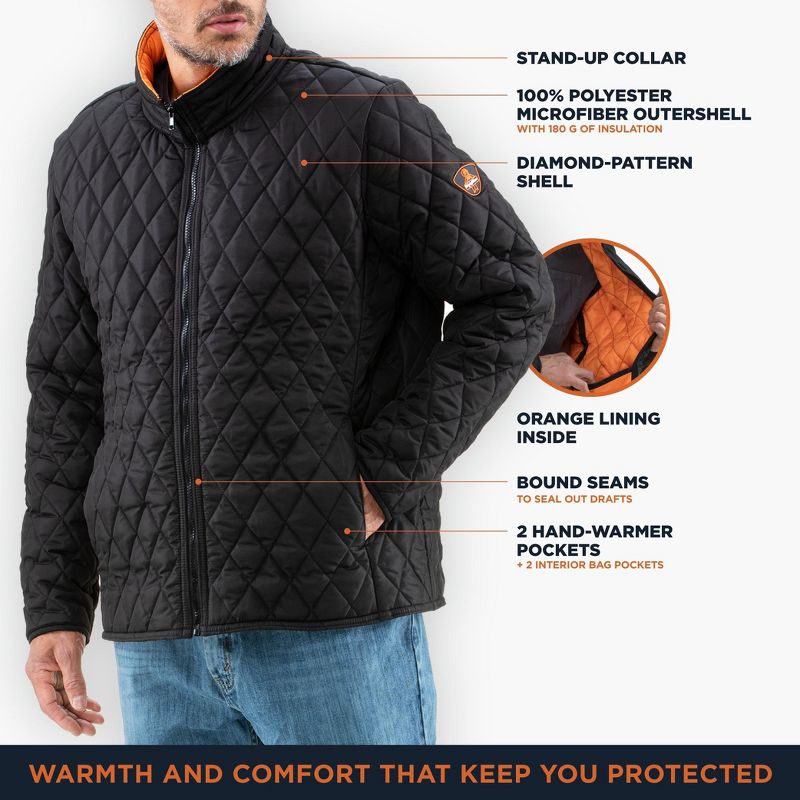RefrigiWear Men's Lightweight Warm Insulated Diamond Quilted Jacket, 4 of 8