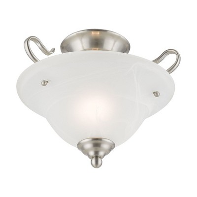 Coronado Brushed Nickel 1-Light Ceiling Mount with Alabaster Glass