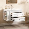 Kumasinova 30" Bathroom Cabinet,Floating Storage Vanity with 2 Drawers,3-Hole Ceramic Sink,Side Open Shelves,88LB Capacity Vanity for Bathrooms - 2 of 4