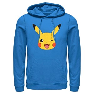 Men's Pokemon Pikachu Wink Face Pull Over Hoodie - 1 of 4