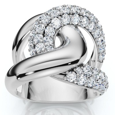 Pompeii3 2Ct Interlocked Brittany Diamond Ring 10k Gold Lab Created Right Hand Band