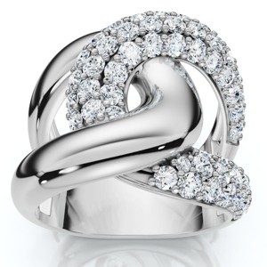 Pompeii3 2Ct Interlocked Brittany Diamond Ring 10k Gold Lab Created Right Hand Band - 1 of 4