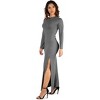 24seven Comfort Apparel Long Sleeve Side Slit Fitted Black Maxi Dress - 2 of 4